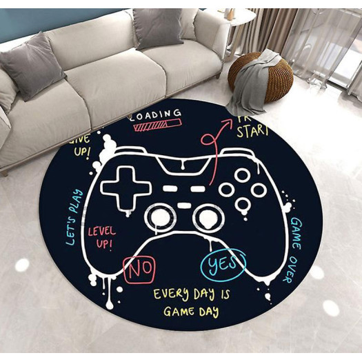 Round Game Controller Mat For Bedroom, Room - Floor Mat Sofa Floor Anti-slip Mat - Controller Design - 100 x 100 cm	